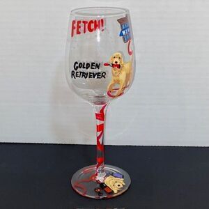 Golden Retriever Hand Painted Wine Glass Artisan